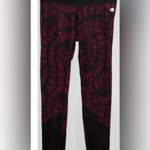 Champion 6.2 Black and Dark Red patterned full length Leggings